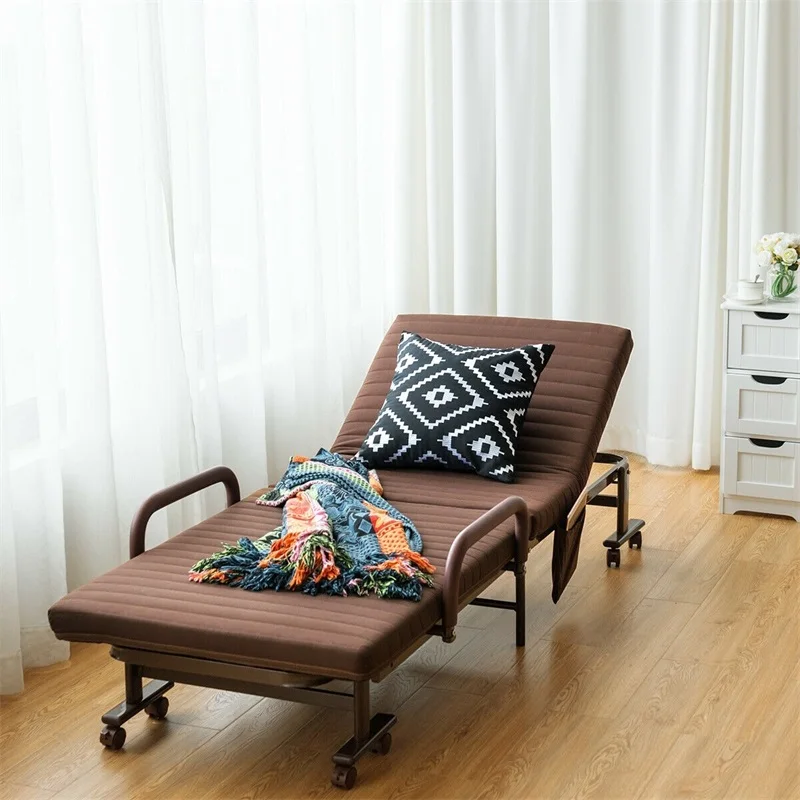 Regulowane łóżko pojedyncze dla gości przenośne kółka składane stalowe  leżaki meble ogrodowe szezlongi HW61422 - AliExpress