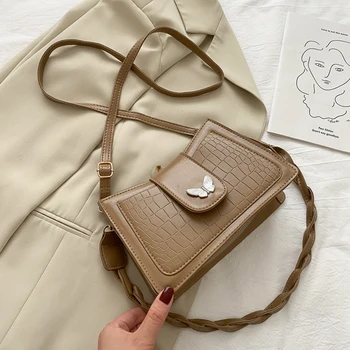 

Fashion Alligator Pattern PU Crossbody Handbag Women Butterfly Casual Handbag Purse Female Woven Strap Shoulder Totes Bag