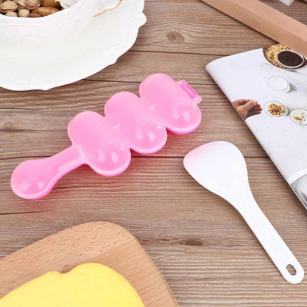 1 комплект DIY милый мини-рис и для овощных роллов плесень устройство для приготовления мясных шариков суши онигири инструмент кухня, кухонная утварь набор инструментов - Цвет: pink