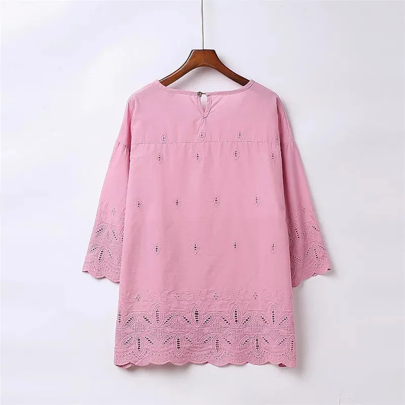 Футболка женская свободного покроя с круглым вырезом и рукавом 3/4|printed top|plus size t