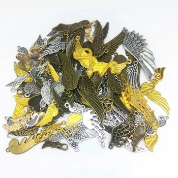 

50g 100g Antique Silver Angel Wing Mixed Charms Pendant Diy Vintage Necklace Bracelet Alloy Craft Accessories For Jewelry Making
