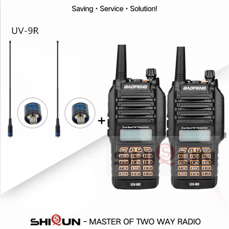 2 шт. UV-9R Baofeng 8 Вт 10 км двухдиапазонный УКВ 136-174 UHF 400-520 МГц IP67 иди и болтай Walkie Talkie “иди и 10 км обновления UV-82 UV-5R UV-XR УФ 9R - Цвет: Add 2 NA-771 Antenna