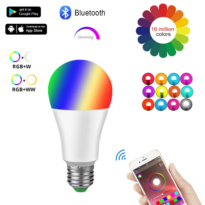 Умная Светодиодная лампа 15 Вт RGBW Bluetooth B22 E27 WiFi умная с сеткой светильник ПА