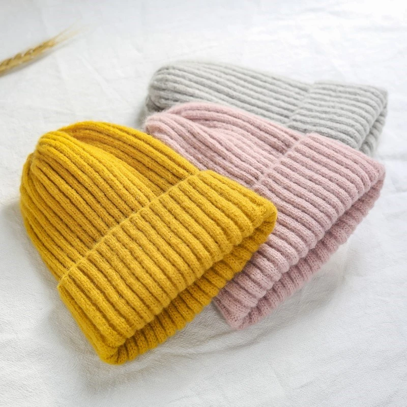 Шапка бини вязаная шерстяная однотонная женская|Мужская Skullies & шапочки| |