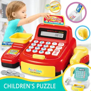 

Children's Puzzle Play House Toy Supermarket Cash Register Electric Light Multifunctional Girl Parent-child Toy Caja Registrador