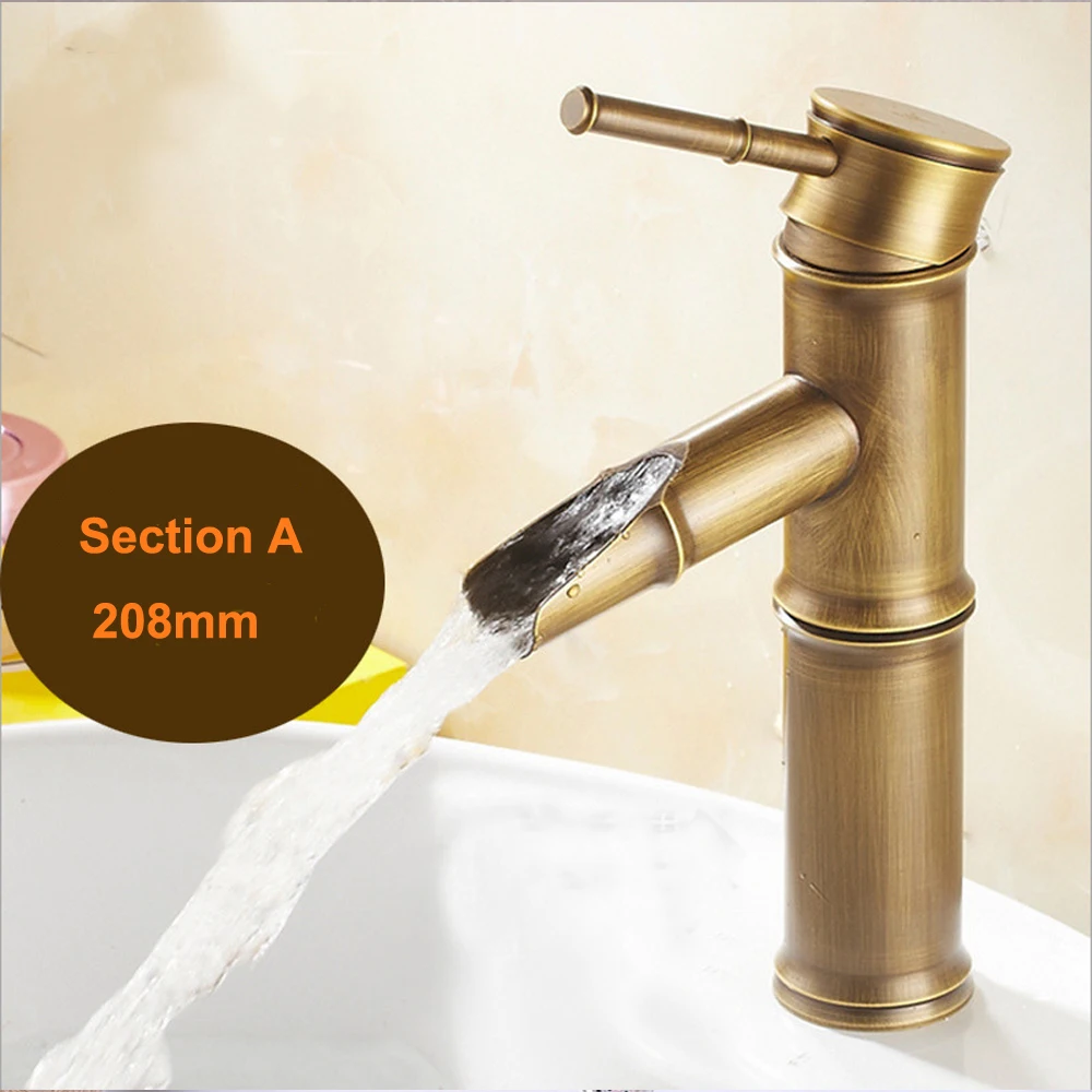 

Hot And Cold Water Faucet Pure Copper Imitation Bamboo Basin Faucet, Imported Spool And PVD Vacuum Plating