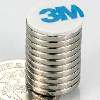 

10pcs dia15x2mm Disc Rare earth Neodymium Magnetic button Strong Permanent Magnets, one side with 3M adhesive, Free shipping