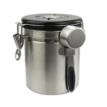 Кофе в зернах дома нержавеющая сталь кухня портативный канистра контейнер еда герметичный может хранения Вакуумная ложка с выхлопом переключатель