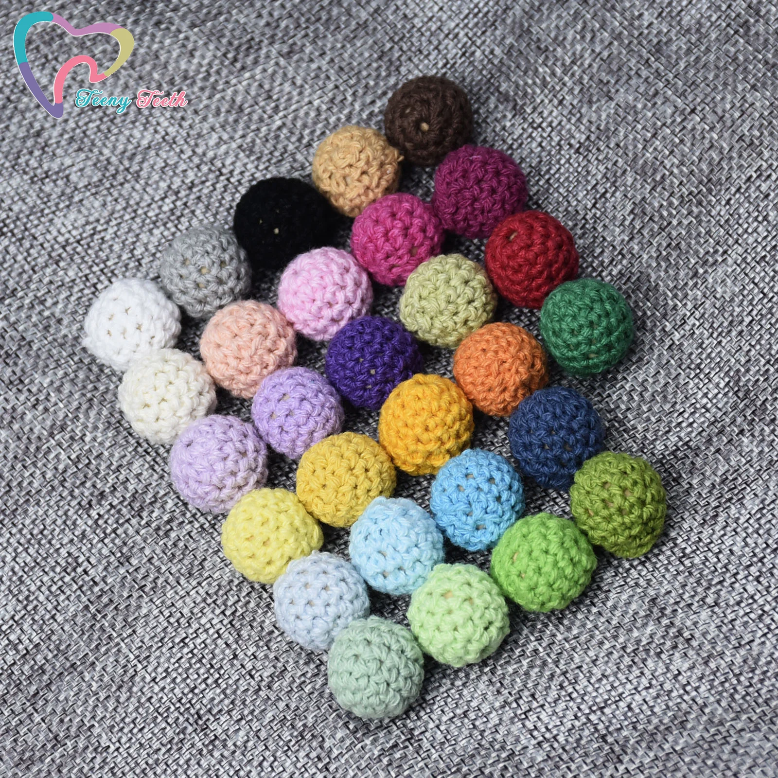 50Pcs Crochet Wood Beads Baby Teething Chew Necklace Teether Making Newest Great 