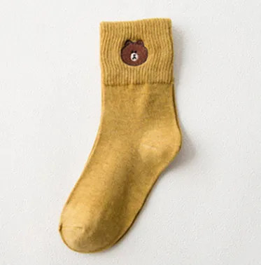 Moda Mulaya женские носки осень зима смешные носки Харадзюку высокого качества женские модные Новые счастливые однотонные милые теплые носки - Цвет: 51327