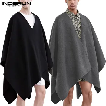 

INCERUN Autumn Casual Men's Long Cardigans Coats Loose Couple Jackets Fashion Trend Joker Windbreaker Men Sleeveless Cape Cloak