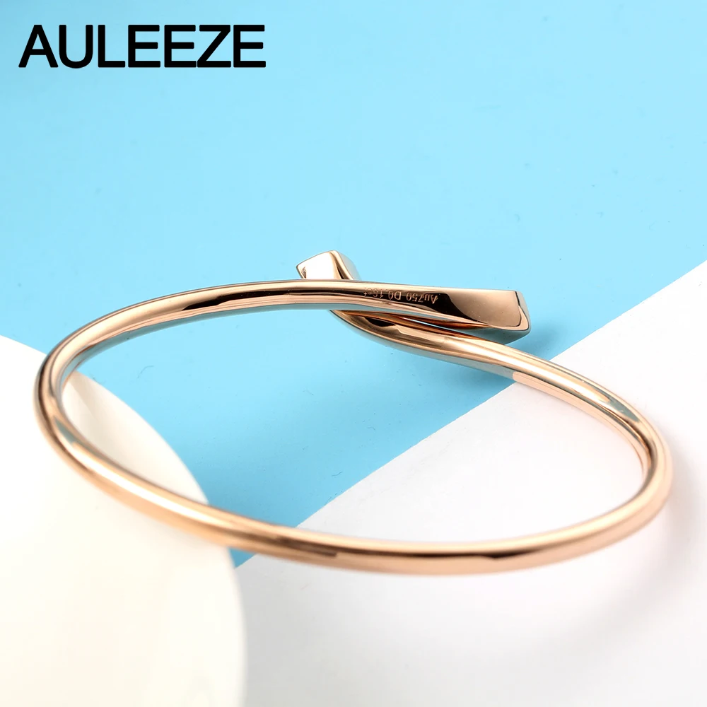AULEEZE 18K розовый золотой браслет с бриллиантами уникальный дизайн обнимает AU750 твердый Золотой настоящий алмазный браслет Свадебная вечеринка ювелирные украшения