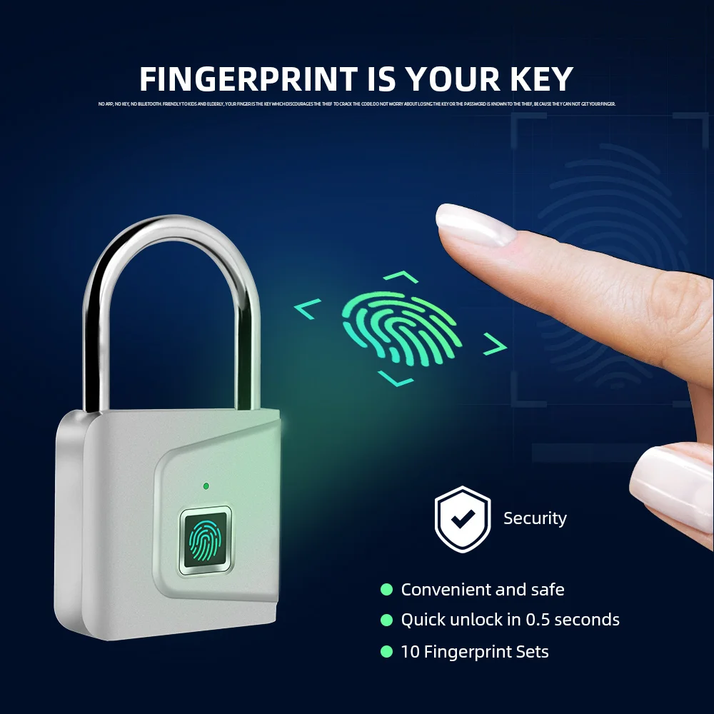 Security Door Lock Smart Keyless Usb Rechargeable Fingerprint 