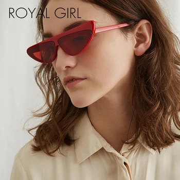 

ROYAL GIRL Vintage Cat Eye Sunglasses Women 2020 Brand Designer Small Triangle Black Sun Glasses Goggles Oculos de sol ss002