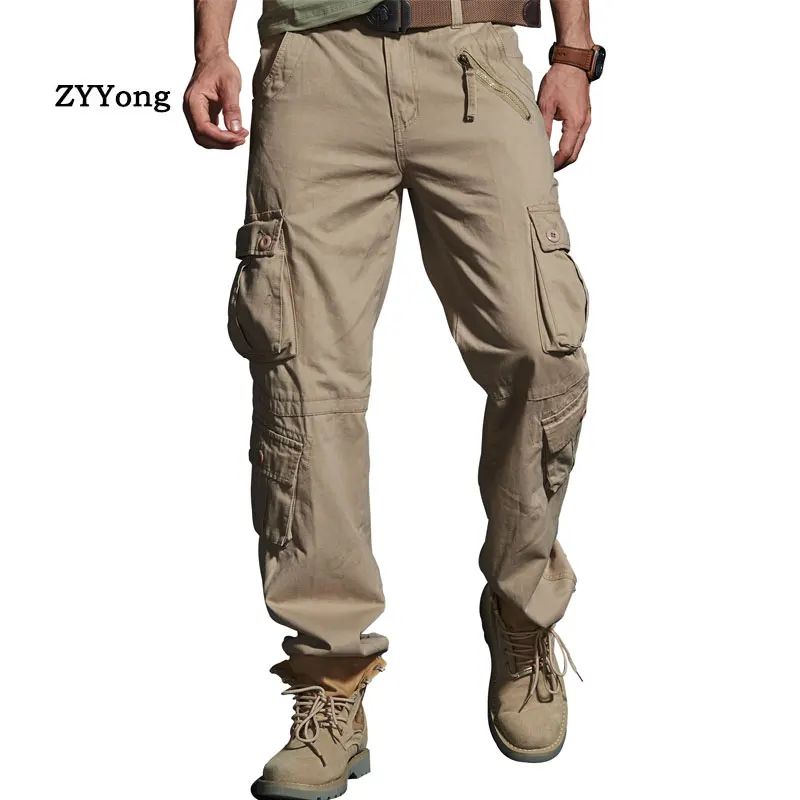 

Men's Military Cargo Pants Cotton Loose Large Size 40 Multi-Pocket Tactics Army Trousers Joggers Outdoor Motion Leisure Overalls