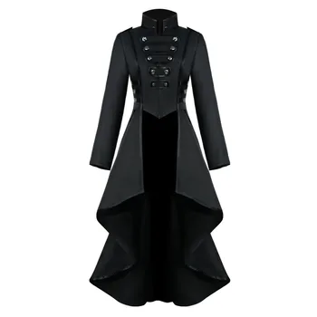 

Medieval Coat Tuxedo Women's Lapel Irregular Hem Retro Long Coat Female Vintage Gown Party Club Jacket Punk Gothic Plus Size 3XL