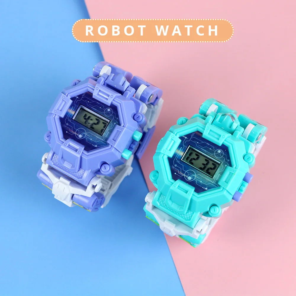 Robot Transformation Kids Watches as Toy Multi-function Electronic Watch Children Sports Cartoon Watches Educational Toys afbeelding