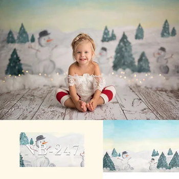 

Winter Snowflake Snowman Backdrop for Photography Newborn Party Background Baby Shower Forest Snowfield Christmas Backdrops