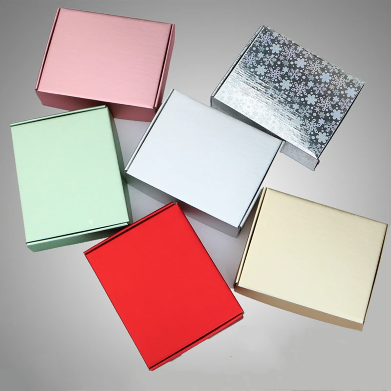 

50/100pcs/lot Golden Silver Corrugated Paper Gift Box Aircraft Carton Wig Pajamasr Packing Box Package Hard T2 Box Free Shipping