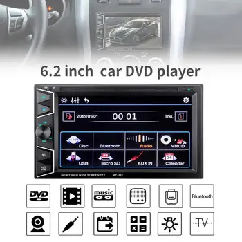 

6.2 Inch 2 DIN Bluetooth HD Touch Screen In Dash Car FM Radio Receiver DVD CD MP4 MP5 Video Player with Wireless Remote Control