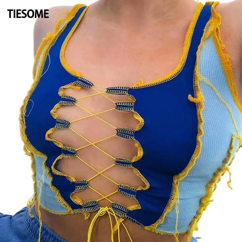 Женский укороченный топ с вырезами TIESOME Клубные вечерние топы в стиле панк