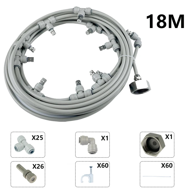 Wasser Spray Kit 6-18M Nass Nebel Garten Vernebler Outdoor Beschlagen System Wasser Nebel Für Gewächshaus Befeuchtung Terrasse kühlung