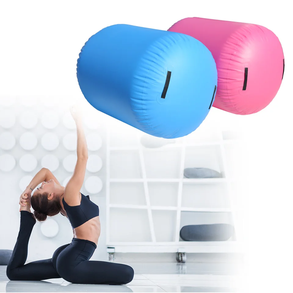

Rimdoc 60x100cm Air Roller Inflatable PVC Gymnastics Blue/Pink Home Gym Air Tracking Air Mat Barrel Track Roller for Exercise