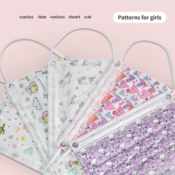 

3 Layer 50Pcs Disposable Face Mask For kids Non Woven Breathable Dustproof Filter Unicorn Patterns Masks Boy Girl