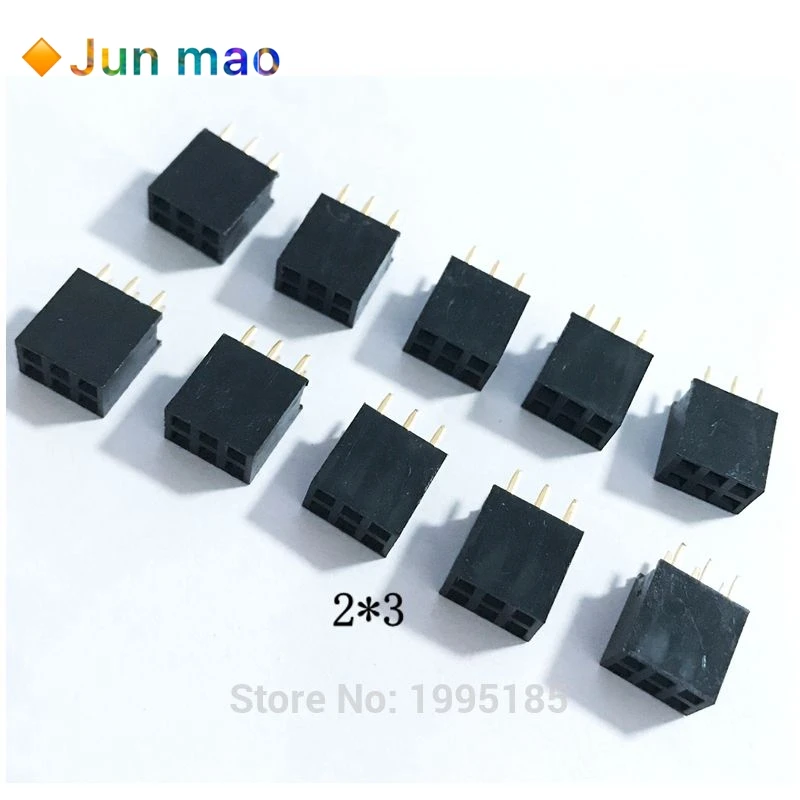 100 шт. 2x3 6 Pin 2 54 мм Двухрядные женские прямые коннекторы шаг гнездо контактный