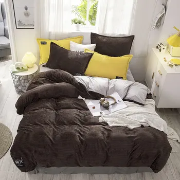 

YanTing Home Textile Warm And Soft Winter Solid Color Corduroy Duvet Cover And Pillowcase Twin Full Queen King Size Machine wash