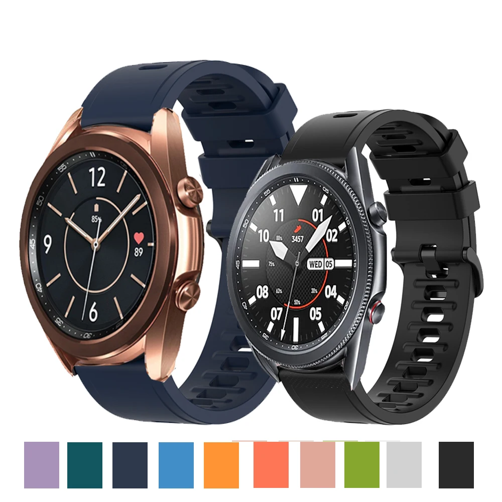 Силиконовый ремешок для наручных часов samsung galaxy Watch 3 41 45 мм сменный Браслет умных