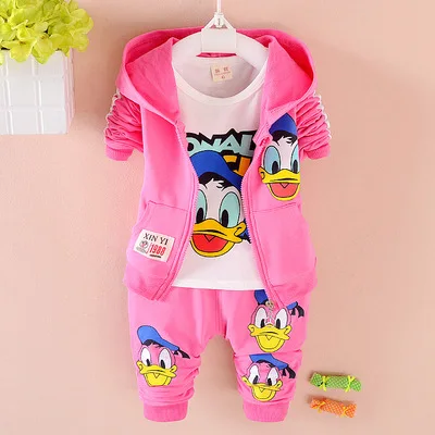 Children's clothing sets boys suits new sport brand spring autumn three-piece hooded cartoon printin coat+t-shirt tops+pant