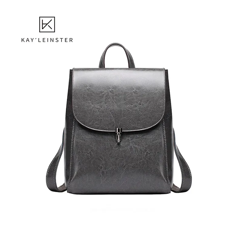 

New Oil Wax Leather Women Backpacks Fashion Solid Simple Female Shoulder Bag Luxury School Bags Ladies Travel Bag Purse Mochilas