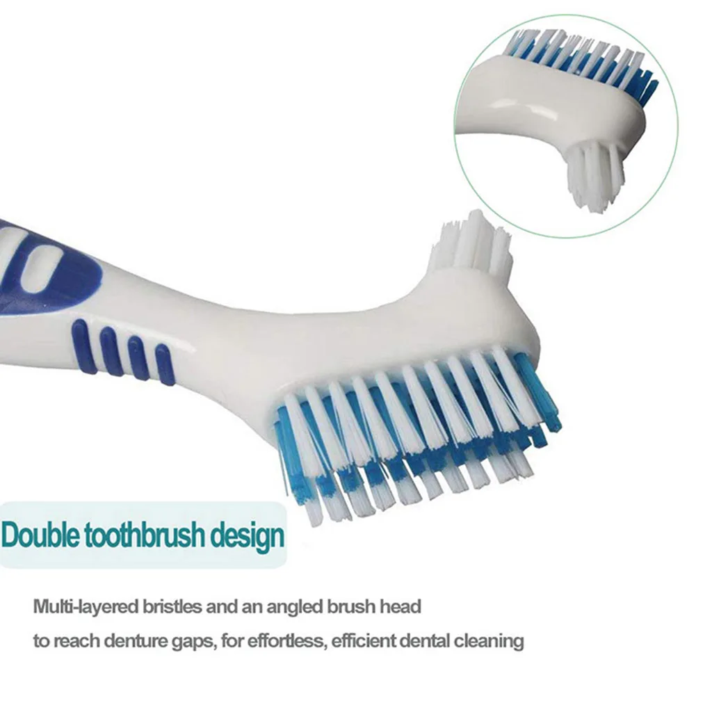 8Pcs Double Sided Denture Cleaning Brushes Set False Teeth Food Residue Stains Oral Cleaner Toothbrush
