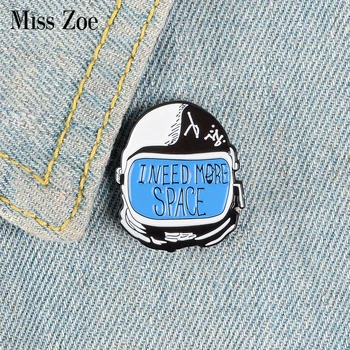 

I Need More Space Astronaut Enamel Pin Custom Cosmonaut Brooches Backpack Clothes Lapel Pin Badge Fun Jewelry Gift Kids Friends