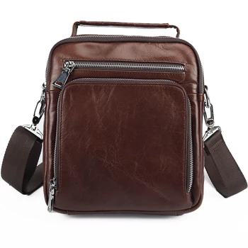 

2020 Fashion genuine leather retro handbag luxury shoulder bags top layer cowhide Men casual Multifunction Messenger Bag