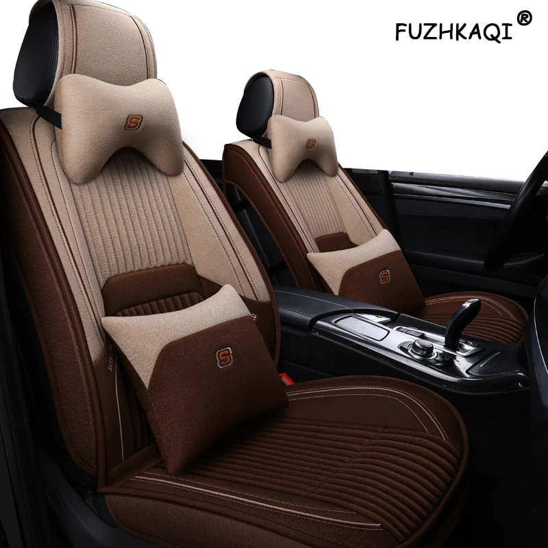 Чехлы для автомобильных сидений FUZHKAQI льняные накидки на сиденья Skoda Octavia 2 a7 a5 a3 Fabia
