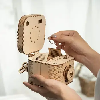 

3D Wooden Puzzle Storage Box Password Treasure Box Model Building Kit Toys for Children LK502 Drop Shipping