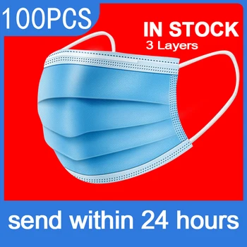 

100 Pcs 3 Layer Disposable Mask Non-woven Mascarillas Dust Face Mask Thickened Disposable Mouth Mask Dust Filter Safety mascaras