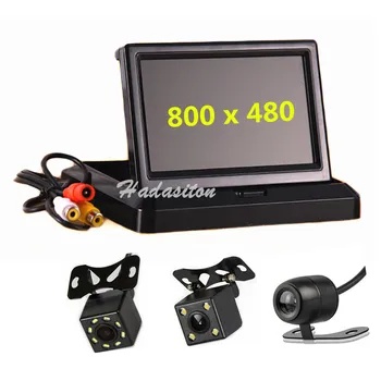 

Foldable 5" screen HD800*480 Car Monitor Reverse Parking monitor with 2 video input,Rearview camera (optional)