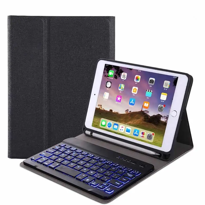 

For iPad Mini 4 iPad Mini 5 iPad Mini 2019 Case with English Keyboard PU Leather Tablet 7 Colors Backlit Bluetooth Keyboard