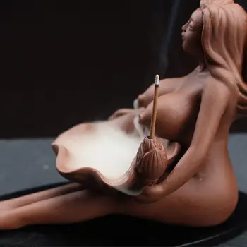 

Lady Naked Purple Sand Handmade Incense Censer Joss Stick Holder Durable Retro Smell Removing Bedroom Incense Burner Classic