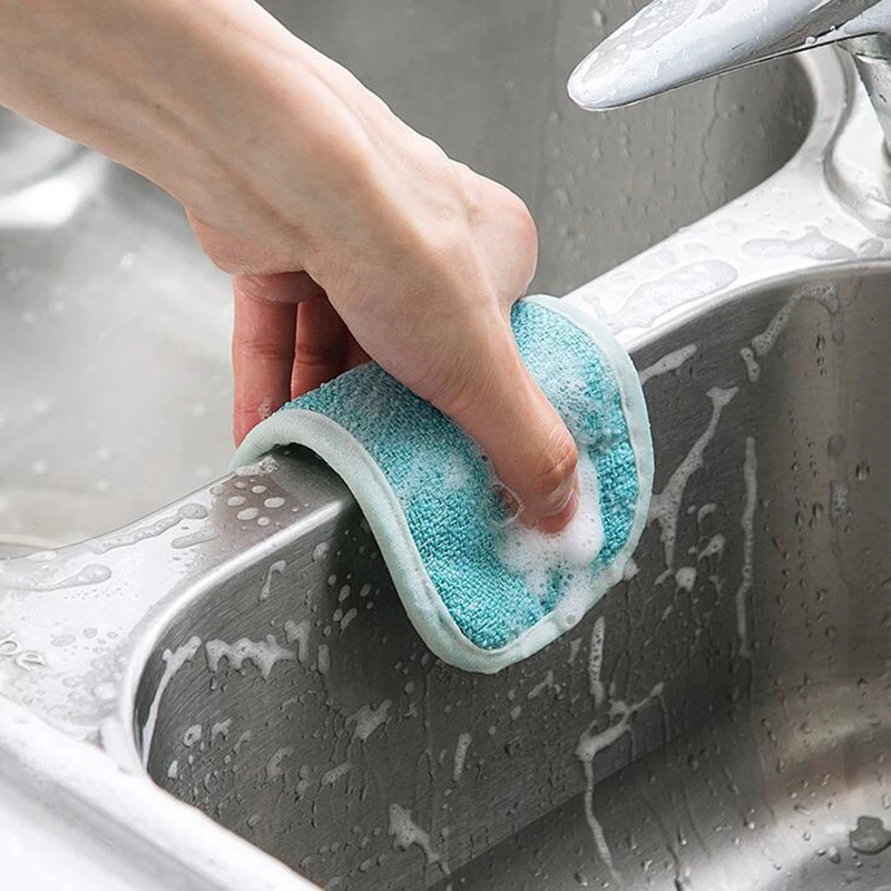Double sided Scouring Pad Dish Cloth kitchen Cleaning tool Wiper rags Dish   tw 