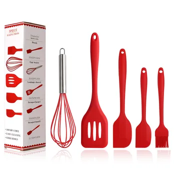 

Silicone Kitchenware Set 5-piece Baking Tool Set Pot Cookware Spatula Silicone Oil Brush Scraper Kitchen Utensil Set Cooking