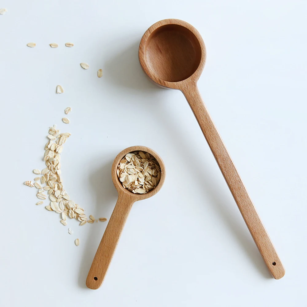 Long Handle Wooden Seasoning Spoon Anti-scald Colander For Kitchen Restaurant Tableware