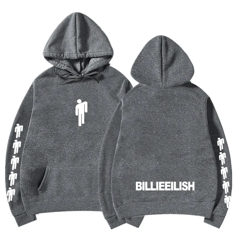 Billie Eilish, модная,, Повседневная Уличная одежда, толстовки с принтом, толстовки для женщин/мужчин, розовые свитшоты - Цвет: Dark gray 83