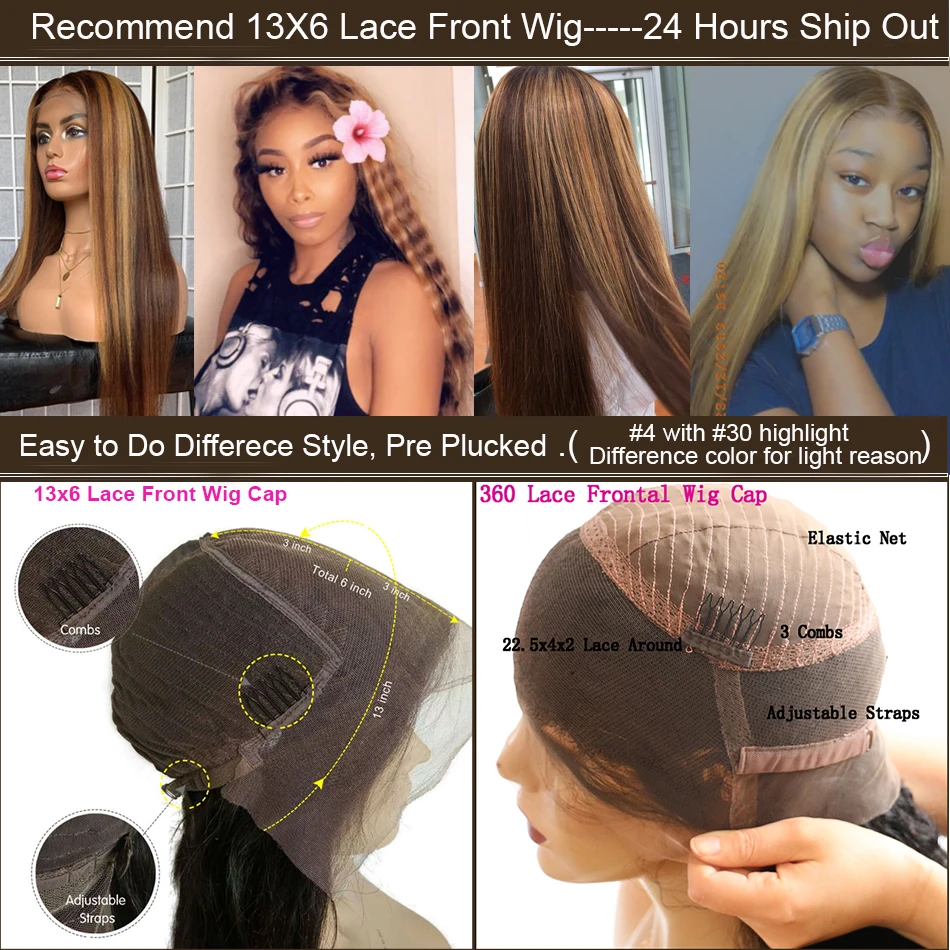 Hesperis 360 Lace Frontal Wig Pre Plucked 13x6 Lace Front Human Hair Wigs Brazilian Remy Colored Highlight Blonde Lace Wigs