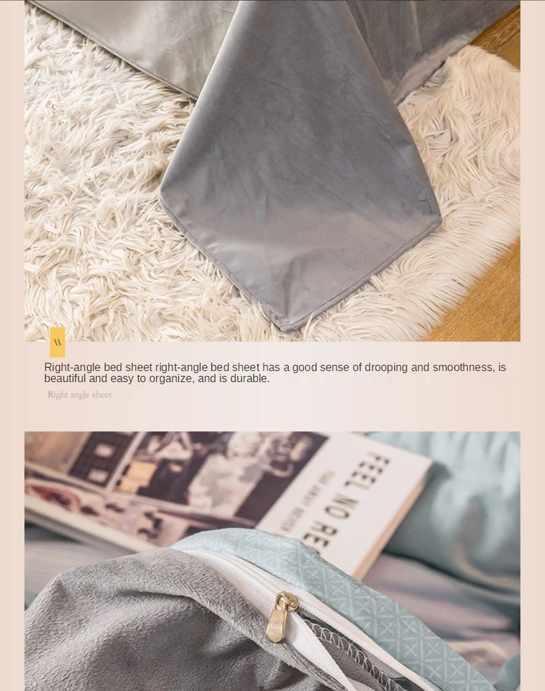 100% cotton bed 4-piece coral fleece four-piece set Spring cotton bed linen quilt cover pillowcase home textile three-piece set