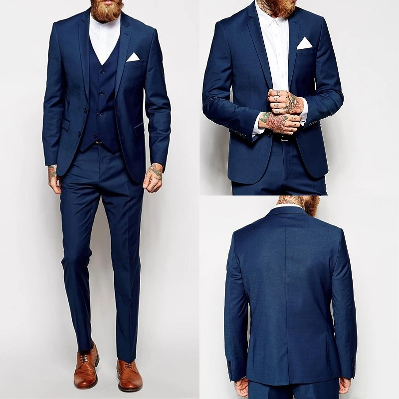 Esmoquin entallado novio, padrinos de boda, traje oscuro para hombre, trajes de boda para hombre, ropa para chico novio (chaqueta + pantalón + chaleco)|Trajes a medida| -