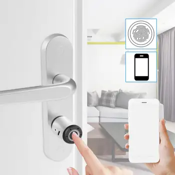 

Bluetooth Fingerprint Lock Smart Anti-Theft Door Lock APP Control Security Replace Lock Cylinder USB Emergency Power Supply